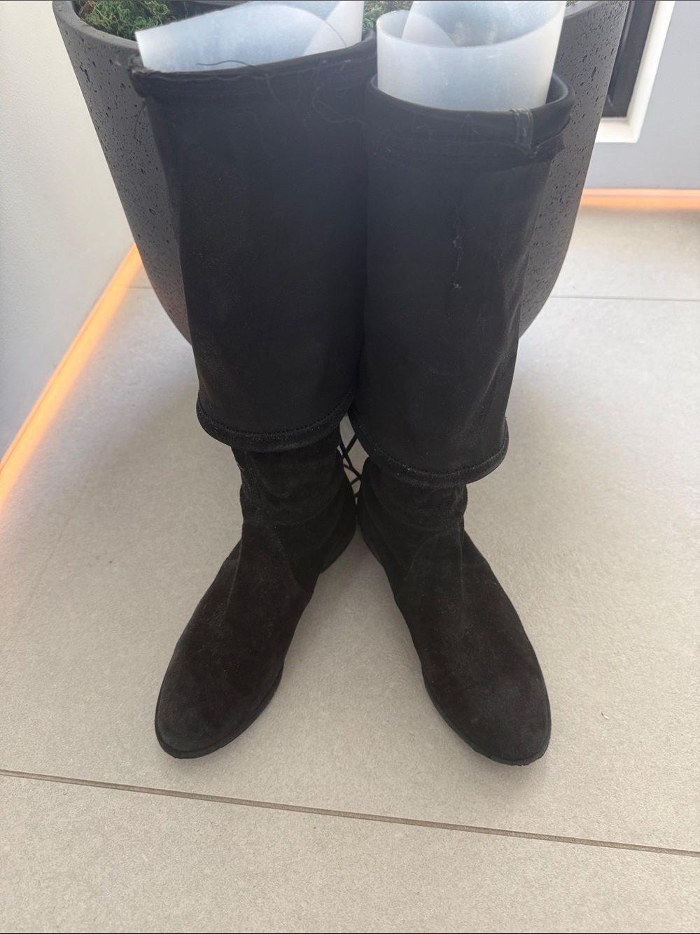 Stuart Weitzman Black Suede Knee-High Boots